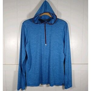 Prana Pullover Hardesty Hooded 1/4 Zip Men's Small Blue Hoodie Shirt Performance